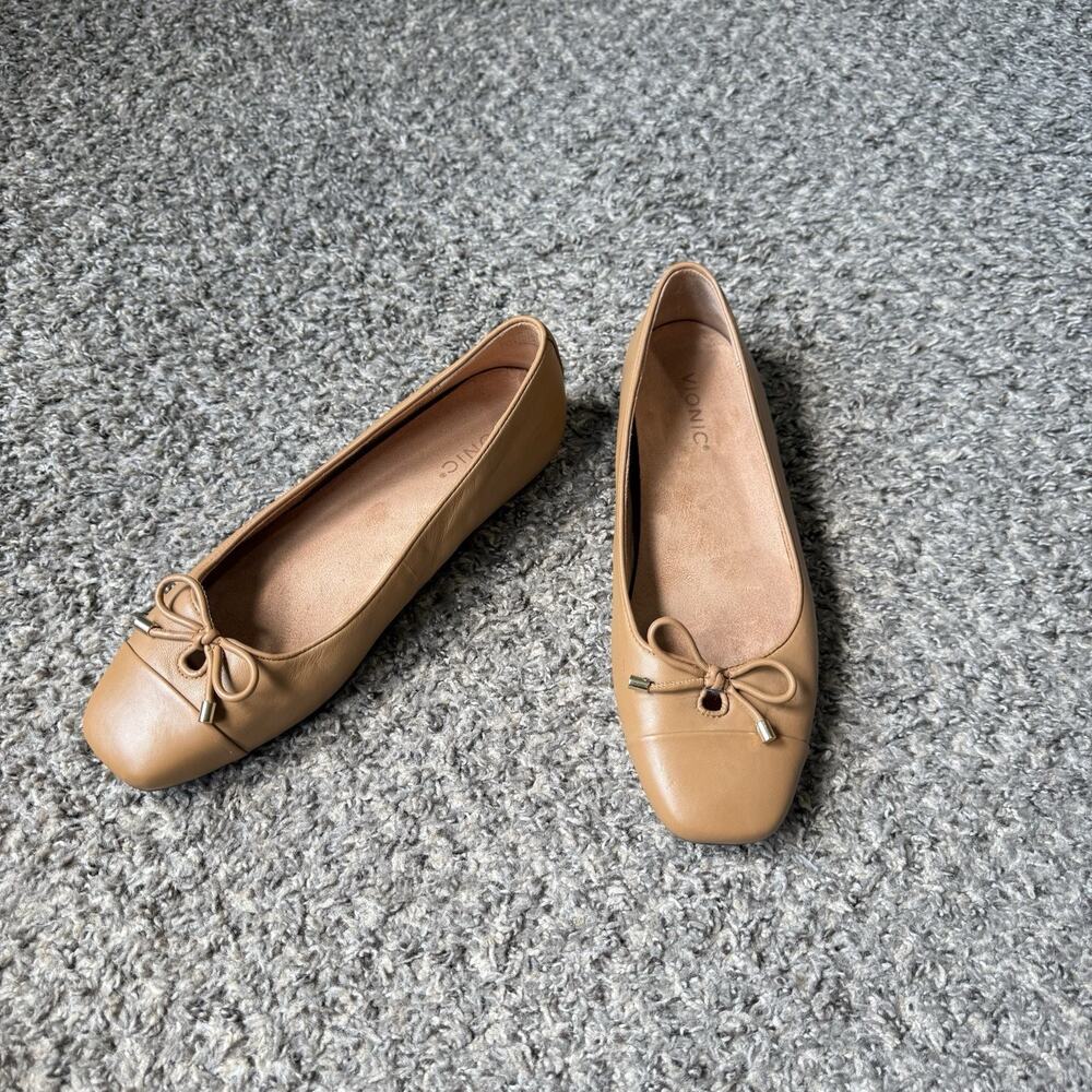 Vionic Klara Camel Brown Flats Size 10 Leather Bo… - image 2